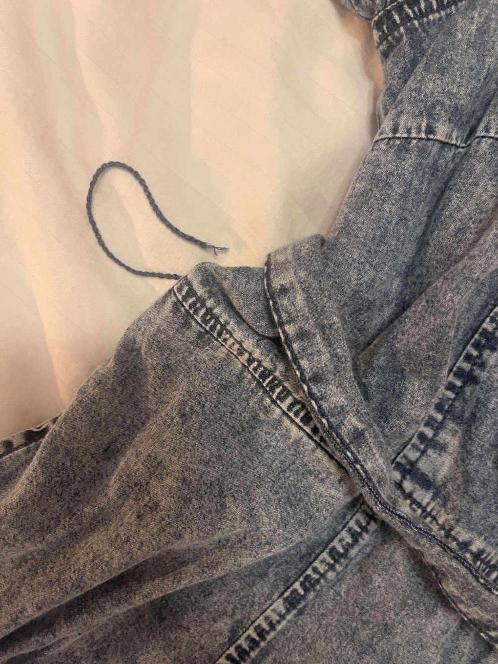Who What Wear Acid Wash Denim Puff Sleeve Midi Dress XL Button Down Belted - Picture 5 of 6